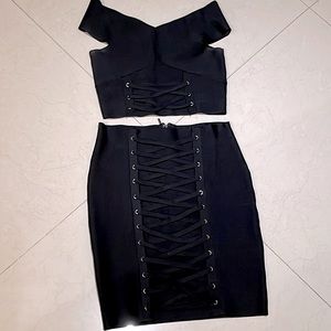 Black Bandage Top & Skirt Set